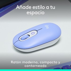 Logitech POP Mouse, ratón inalámbrico Bluetooth compacto y portátil con botones programables y clics discretos, tecnología