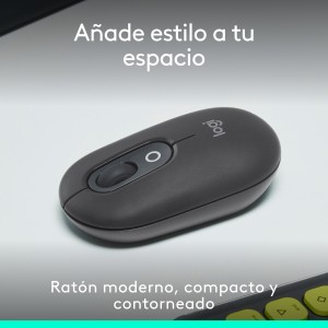 Logitech POP Mouse, ratón inalámbrico Bluetooth compacto y portátil con botones programables y clics discretos, tecnología