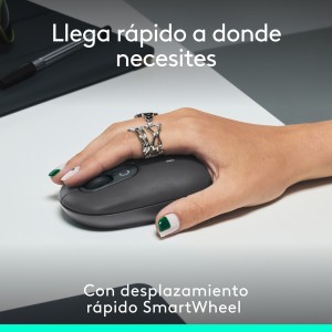 Logitech POP Mouse, ratón inalámbrico Bluetooth compacto y portátil con botones programables y clics discretos, tecnología