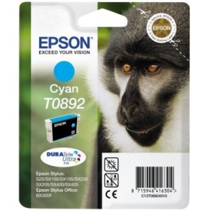 Epson Monkey Singlepack Cyan T0892 DURABrite Ultra Ink