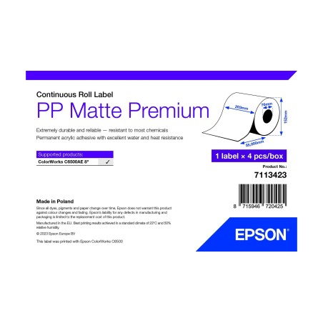Epson 7113423 etiqueta de impresora Blanco Etiqueta para impresora autoadhesiva