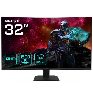 GIGABYTE GS32QC 31.5" Monitor de Juego Curvo QHD - 2560 x 1440, 1500R, 165Hz, 1ms, 300 cd m², FreeSync Premium, HDR Ready, HDMI