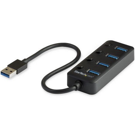 StarTech.com Hub Ladrón USB 3.0 4 Puertos - USB-A a USB 3.0 Tipo A con Interruptores Individuales de Encendido Apagado - USB
