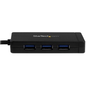 StarTech.com Concentrador USB 3.0 de 3 Puertos con USB-C y Ethernet Gigabit - 5Gbps - Con Adaptador de Alimentación