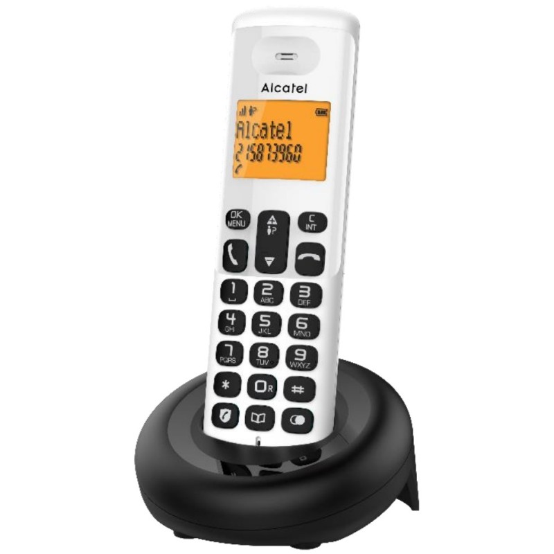 E160 Teléfono DECT Identificador de llamadas Negro, Blanco