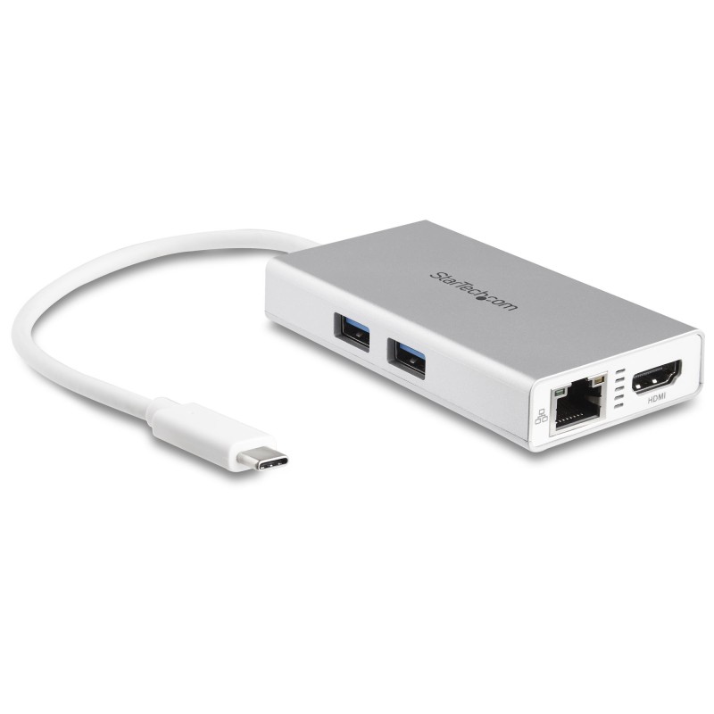 StarTech.com Adaptador Multipuertos USB-C - Docking Station Portátil USB-C 4K HDMI - Entrega de Potencia 60W - GbE - Hub 2x