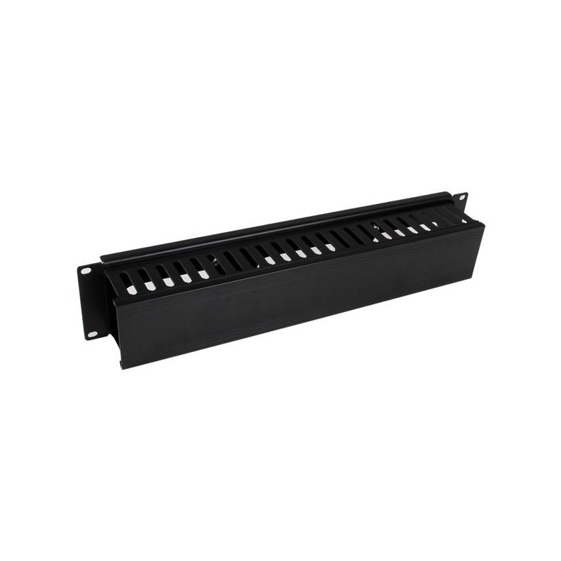 StarTech.com Panel Canaleta Horizontal de 2U con Cubierta para Gestión de Cableado en Racks y Perforaciones Laterales