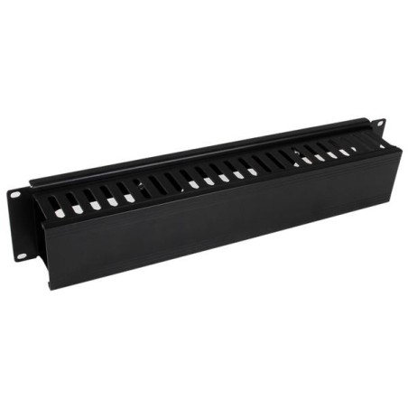 StarTech.com Panel Canaleta Horizontal de 2U con Cubierta para Gestión de Cableado en Racks y Perforaciones Laterales