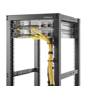 StarTech.com Anilla Pasacables en D Vertical 1U para Gestión de Cableado en Armarios Racks - Guiacables 4,5x10cm