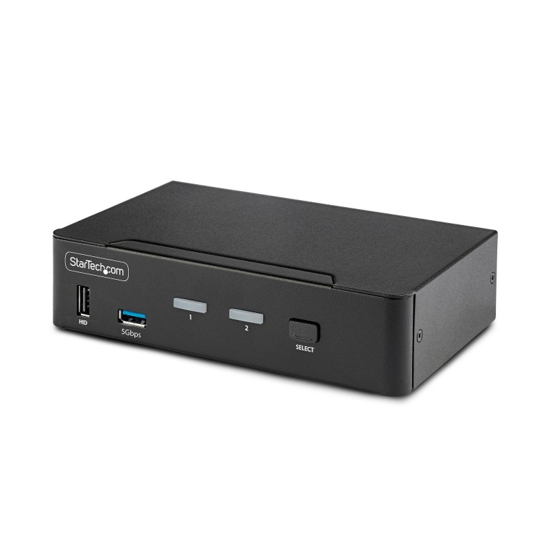 StarTech.com Switch Conmutador KVM DisplayPort de 2 Puertos - 8K60 4K144 - para Un Monitor - DP 1.4 - 2x USB 3.0 - 4x USB 2.0