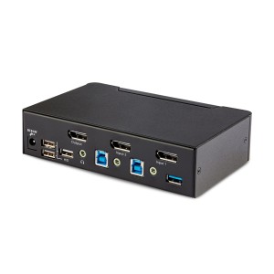 StarTech.com Switch Conmutador KVM DisplayPort de 2 Puertos - 8K60 4K144 - para Un Monitor - DP 1.4 - 2x USB 3.0 - 4x USB 2.0