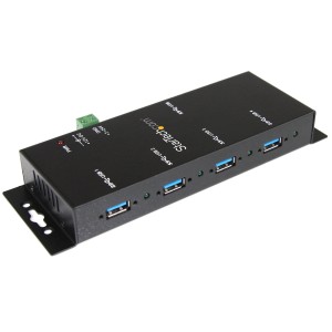 StarTech.com Hub Concentrador USB 3.0 de 4 Puertos - 5Gbps - Ladrón USB-A Industrial de Metal - de Montaje en Carril DIN, Pared