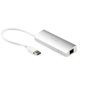 StarTech.com Hub Ladrón USB 3.0 de 3 Puertos con Adaptador de Red Ethernet Gigabit - Hub Concentrador USB-A - Alimentado por el