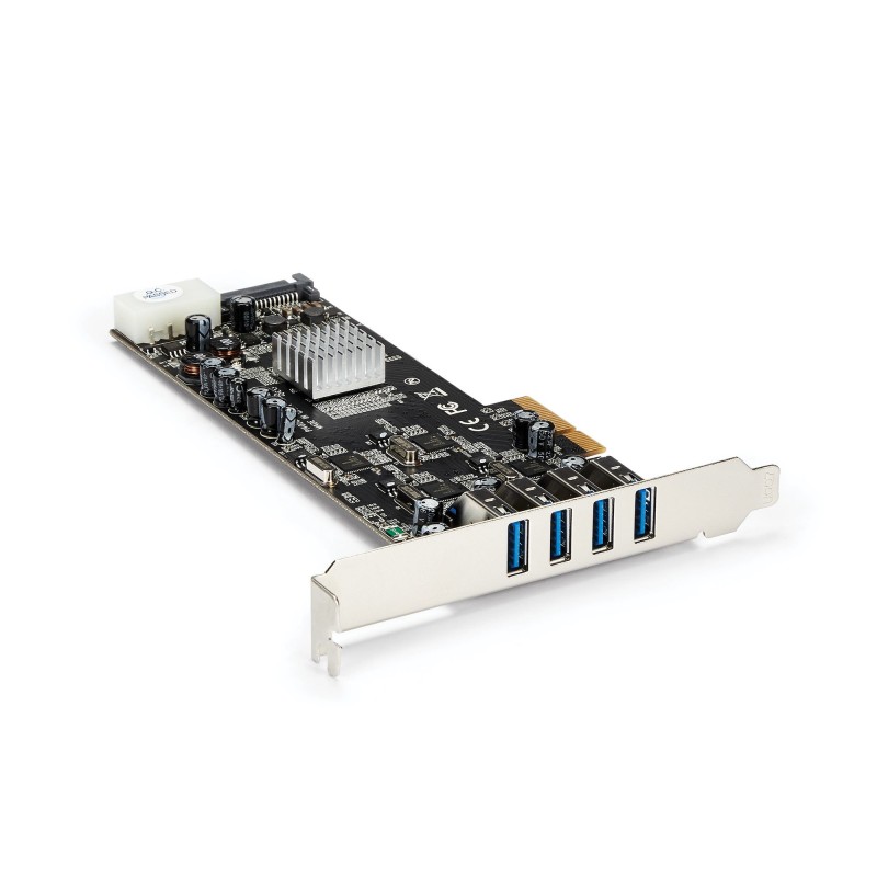 StarTech.com Adaptador Tarjeta PCI Express PCI-E 4 Puertos USB 3.0 UASP 2 Canales de 5Gbps con Alimentación Molex SATA