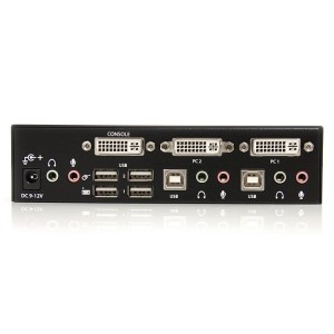 StarTech.com Conmutador Switch KVM - 2 puertos USB 2.0 - Audio Vídeo DVI