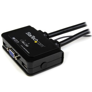 StarTech.com Switch Conmutador KVM de Cable con 2 Puertos VGA USB Alimentado por USB con Interruptor Remoto