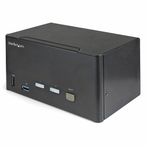 StarTech.com Switch Conmutador KVM de 2 Puertos DisplayPort 4K para 3 Monitores - Vídeo de 4K y 60Hz Ultra HD - HDR - Hub