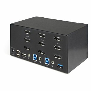 StarTech.com Switch Conmutador KVM de 2 Puertos DisplayPort 4K para 3 Monitores - Vídeo de 4K y 60Hz Ultra HD - HDR - Hub