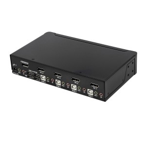 StarTech.com Switch Conmutador KVM de 4 Puertos DisplayPort - 4K 60Hz - para Una Pantalla - Switch KVM de 4 Puertos DP 1.2 con