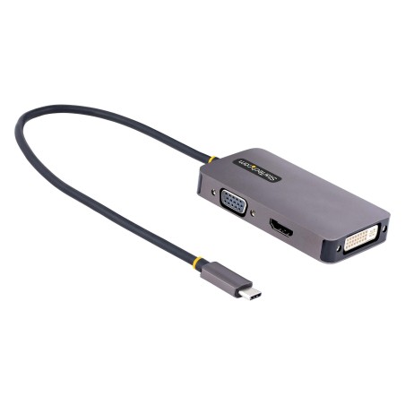 StarTech.com Adaptador de Vídeo USB C, Adaptador USB Tipo C a HDMI VGA DVI hasta 4K 60Hz, Adaptador de Pantalla Multipuertos,