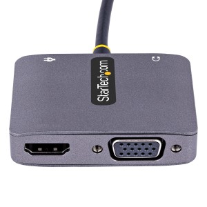 StarTech.com Adaptador de Vídeo USB C, Adaptador Multipuertos USB Tipo C a HDMI VGA con Salida de Audio de 3,5mm, HDR 4K a