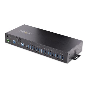 StarTech.com Hub Ladrón USB 3.0 5Gb de 16 Puertos Industrial - Metal - Montaje en Rack Superficie DIN - Carga Compartida USB