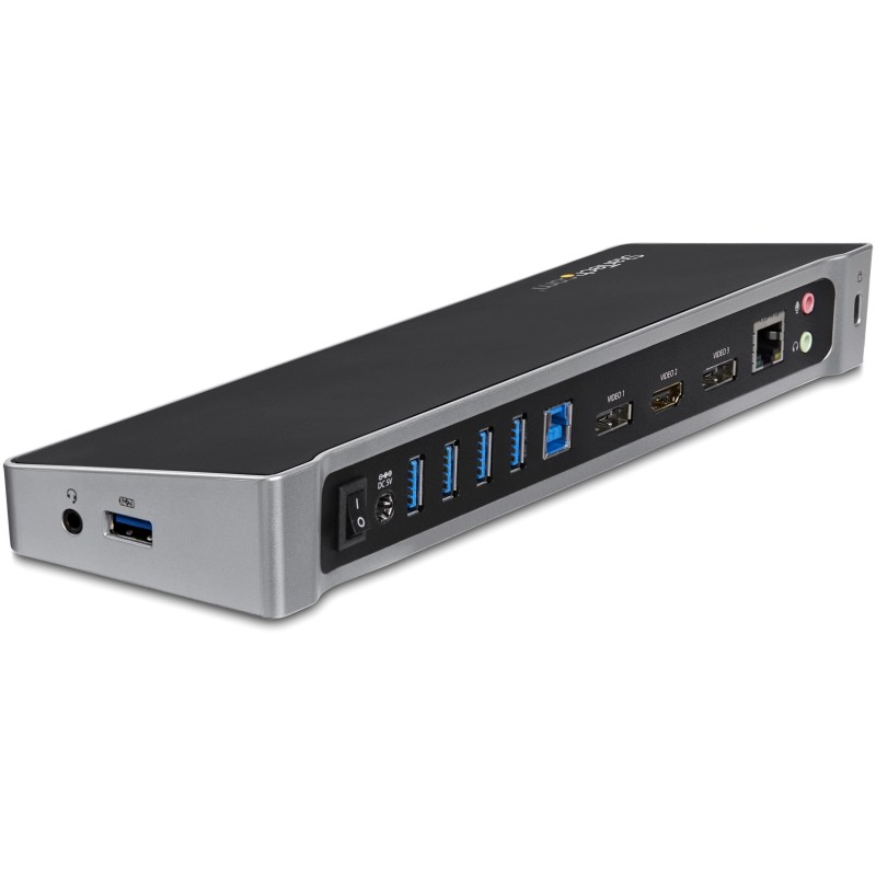 StarTech.com Docking Station USB 3.0 2x DisplayPort y HDMI 4K para 3 Monitores - Hub 5x USB-A (1x Fast Charge) - Audio de 3,5mm