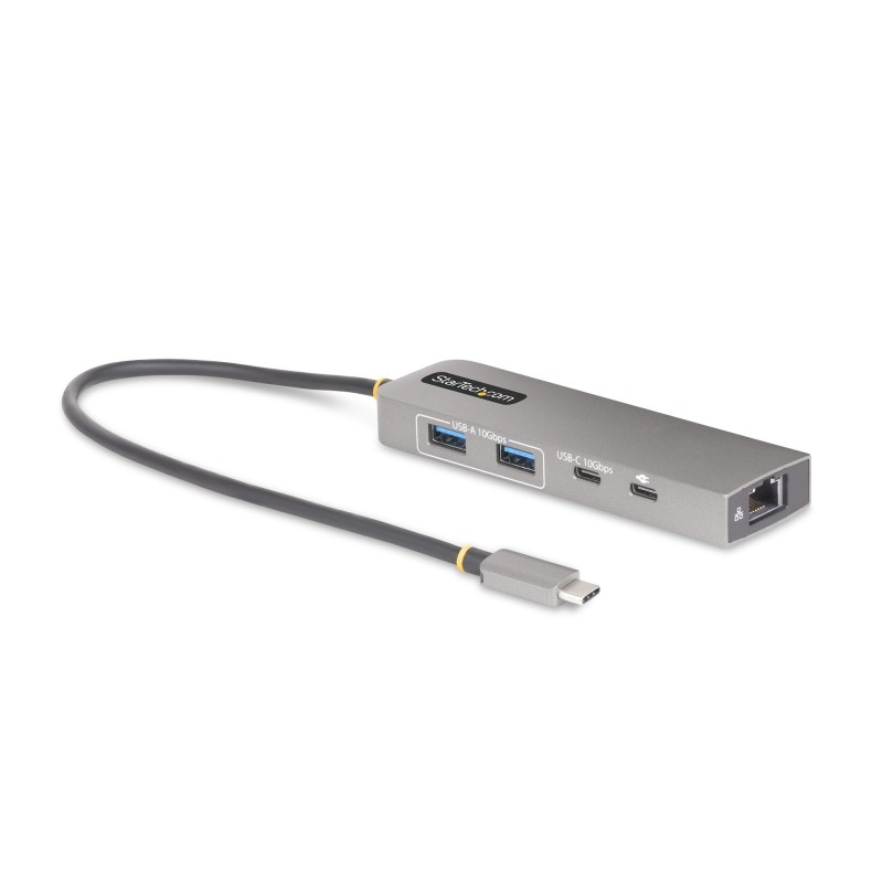 StarTech.com Hub USB-C de 3 Puertos con Red Ethernet de 2,5Gbps y Entrega de Alimentación PD de 100W de Paso - USB 3.2 10Gbps -