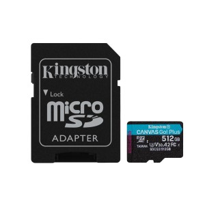 Kingston Technology Tarjeta microSDXC Canvas Go Plus 170R A2 U3 V30 de 512 GB con ADP