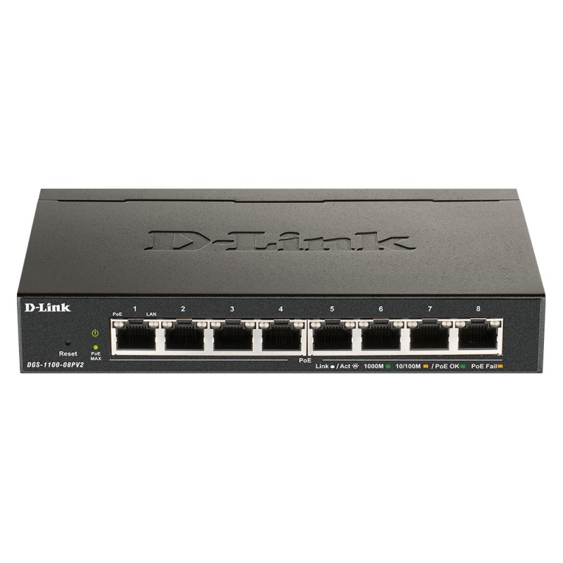 D-Link DGS-1100-08PV2 Gestionado L2 L3 Gigabit Ethernet (10 100 1000) Energía sobre Ethernet (PoE) Negro