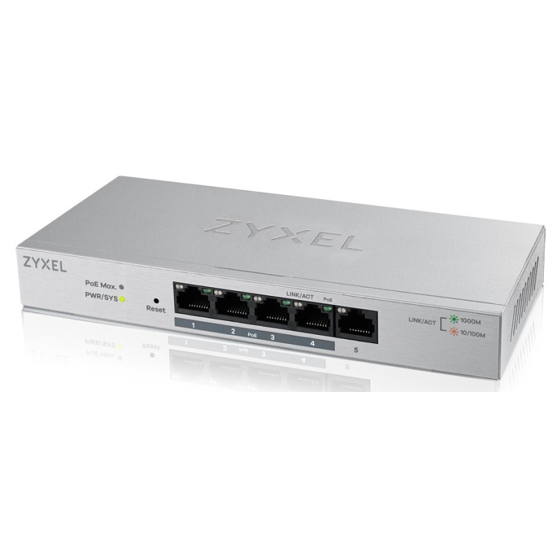Zyxel GS1200-5HP Gestionado Gigabit Ethernet (10 100 1000) Energía sobre Ethernet (PoE) Gris