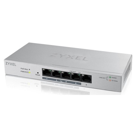 Zyxel GS1200-5HP Gestionado Gigabit Ethernet (10 100 1000) Energía sobre Ethernet (PoE) Gris