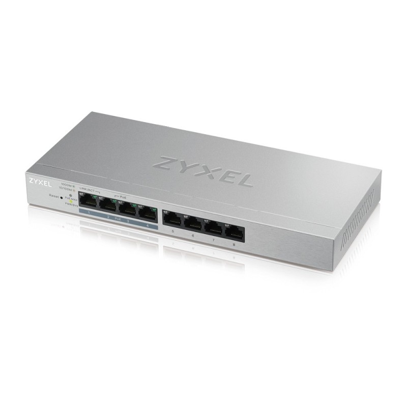 Zyxel GS1200-8HP v2 Gestionado Gigabit Ethernet (10 100 1000) Energía sobre Ethernet (PoE) Gris