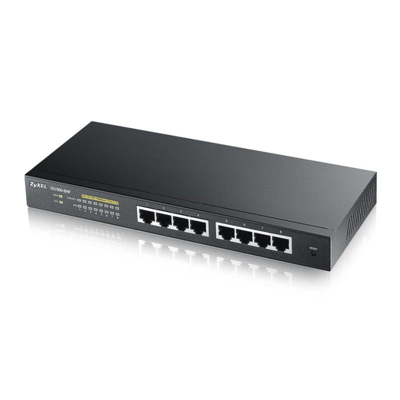 Zyxel GS1900-8HP Gestionado L2 Gigabit Ethernet (10 100 1000) Energía sobre Ethernet (PoE) Negro