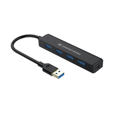Conceptronic C4PUSB3 hub de interfaz USB 3.2 Gen 1 (3.1 Gen 1) Type-A 5000 Mbit s Negro
