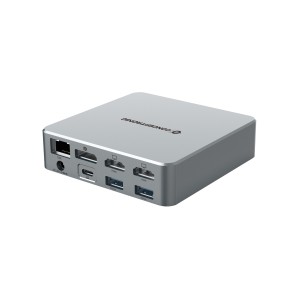Conceptronic DONN25G base para portátil y replicador de puertos Alámbrico USB 3.2 Gen 2 (3.1 Gen 2) Type-C Plata