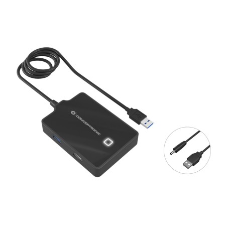 Conceptronic HUBBIES10B base para portátil y replicador de puertos USB 3.2 Gen 1 (3.1 Gen 1) Type-A Negro