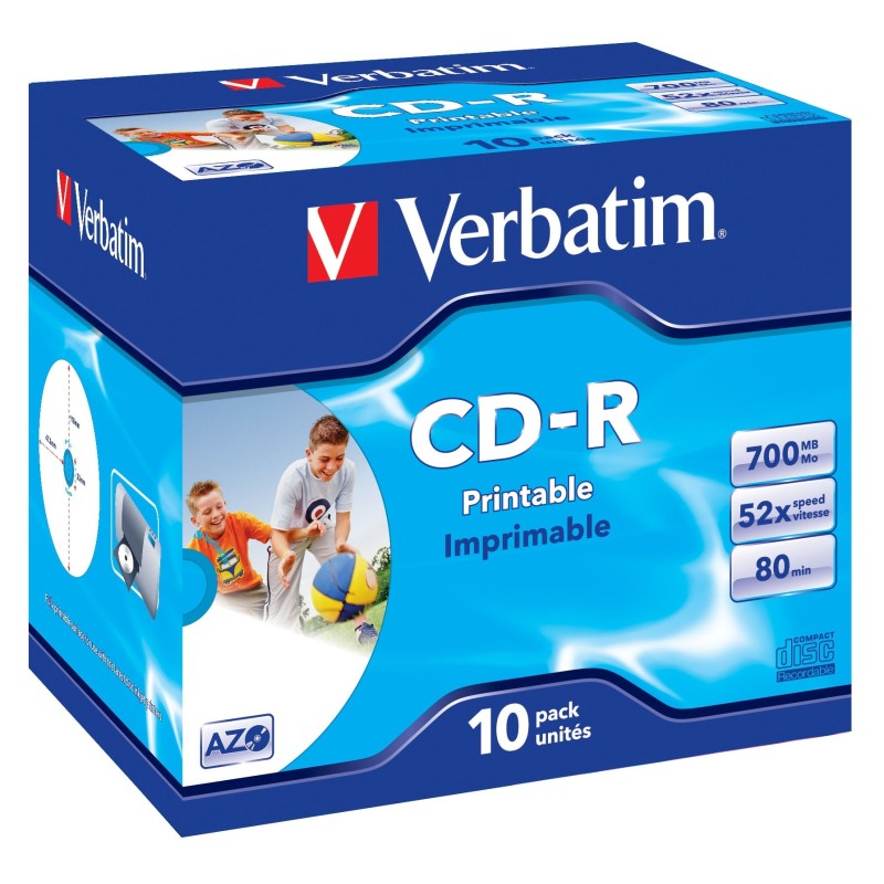 Verbatim CD-R AZO Wide Inkjet Printable 700 MB 52x 10 pieza(s)