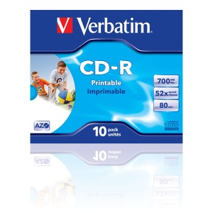 Verbatim CD-R AZO Wide Inkjet Printable 700 MB 52x 10 pieza(s)