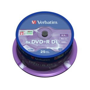 Verbatim DVD+R Double Layer 8x Matt Silver 25pk Spindle 8,5 GB DVD+R DL 25 pieza(s)