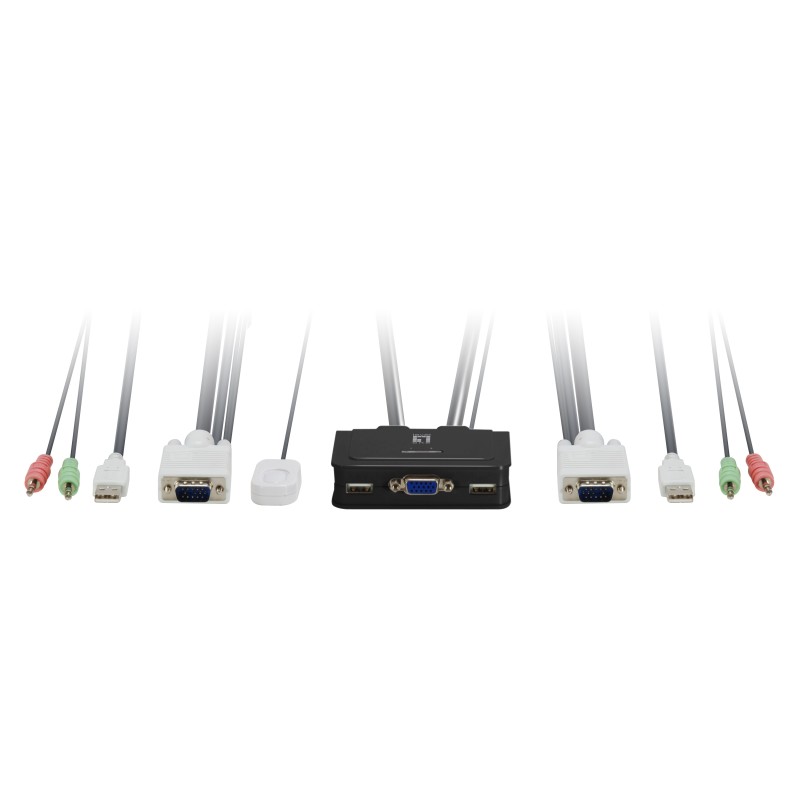 LevelOne KVM de 2 puertos, VGA, USB, Audio