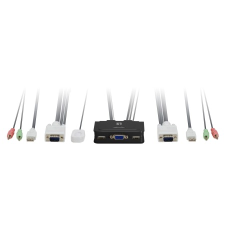 LevelOne KVM de 2 puertos, VGA, USB, Audio