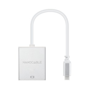 Nanocable Conversor USB-C a VGA. USB-C M-VGA H, Aluminio 10 cm