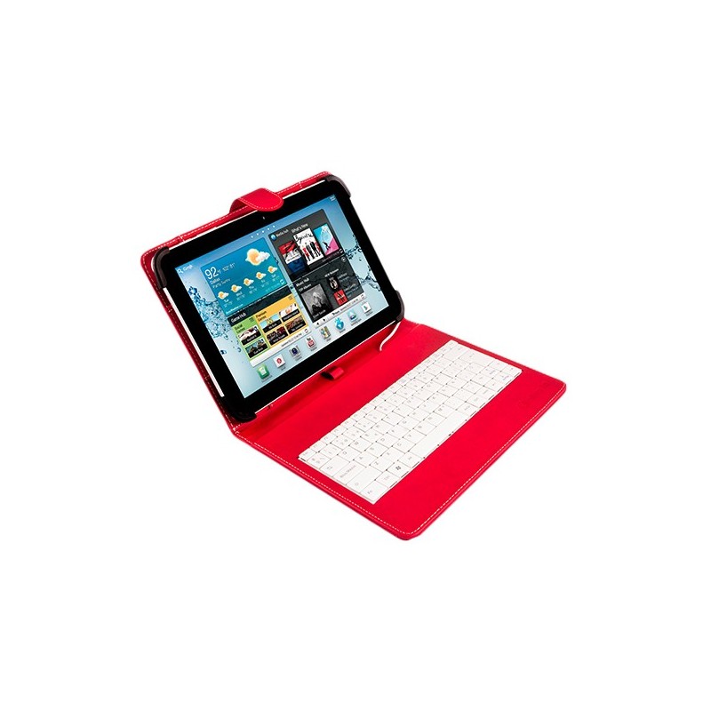 SilverHT Funda con teclado para tablets de 9 a 10'1 pulgadas Rojo y Blanco