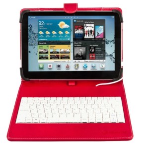 SilverHT Funda con teclado para tablets de 9 a 10'1 pulgadas Rojo y Blanco
