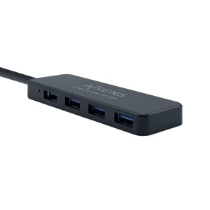 AISENS Hub USB 3.0, Tipo A M - 4 x Tipo A H, Negro, 30 cm