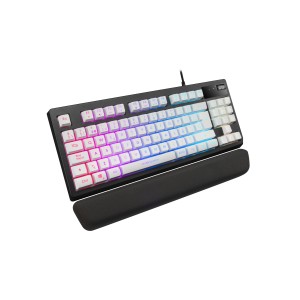 Mars Gaming MKAXWES Teclado Compacto TKL H-Mech, Iluminación RGB 9 Efectos, Reposamuñecas Gel, Blanco, Idioma Español