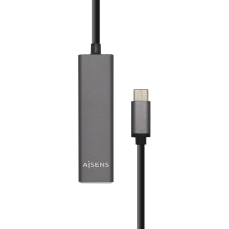 AISENS Hub USB 3.1 USB-C, USB-C M - 4 x Tipo A H, Gris, 15 cm