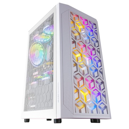 Mars Gaming MCMESHW Blanco, Caja PC Gaming, Micro ATX, Diseño Mesh Total, 3x Ventilador FRGB