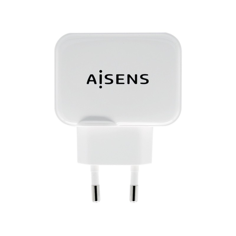 AISENS Cargador USB 17W 5V 3.4A, 2xUSB Con Control AI, Blanco
